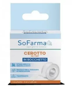 Sofarmapiù Certotto in TNT 5m x 1.25cm – Nastro Traspirante per Fissaggio di Medicazioni, Ritagliabile a Mano